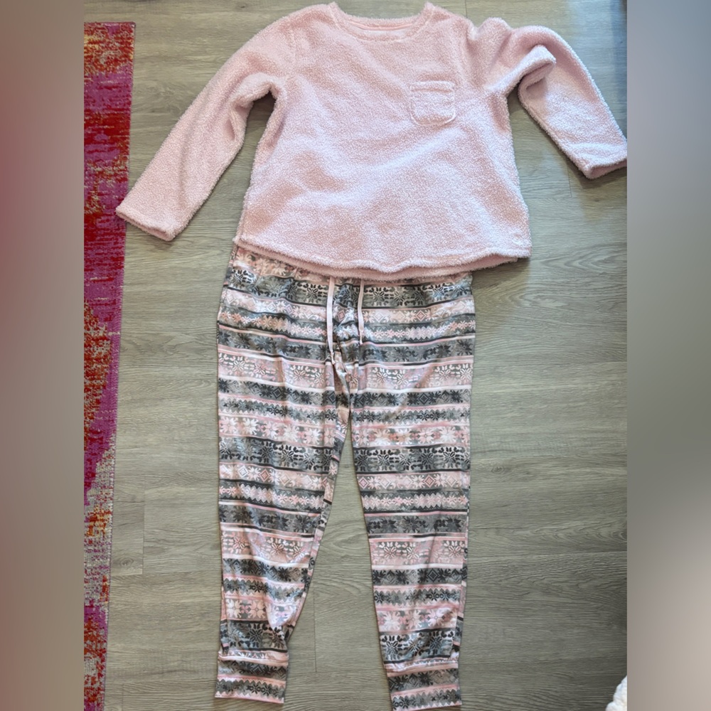 Pink and Gray Patterned Pajamas